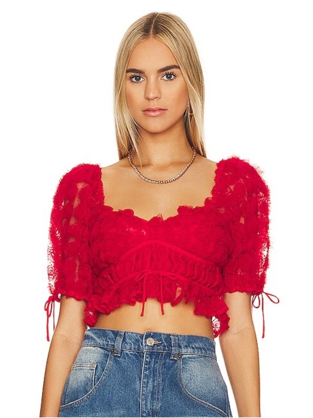 For Love and Lemons, Hannah red top, medium - Picture 4 of 10